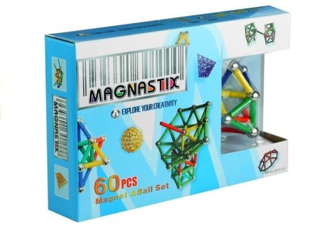 Klocki Magnetyczne Magnastix Patyczki Kulki Kolorowe 60el Klocki Magnetyczne Magnastix Patyczki Kulki Kolorowe 60el
