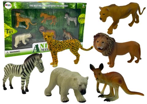 Zestaw Figurek Afryka Dzikie Zwierzęta Kangur Zebra Zestaw Figurek Afryka Dzikie Zwierzęta Kangur Zebra