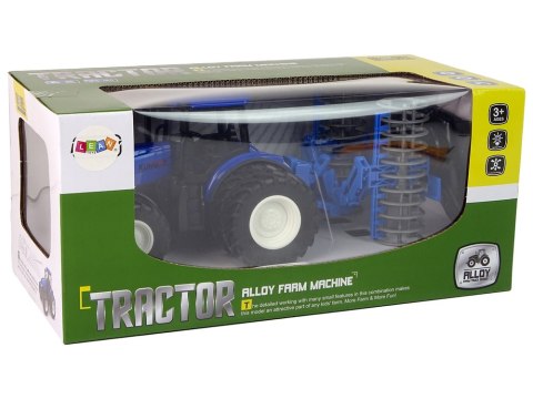 Traktor Zdalnie Sterowany 1:24 Niebieski Agregat Talerzowy Metal Traktor Zdalnie Sterowany 1:24 Niebieski Agregat Talerzowy Metal