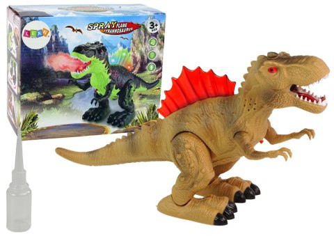 Dinozaur Zieje Ogniem Para Wodna Świeci Na Baterie Brązowy Dinozaur Zieje Ogniem Para Wodna Świeci Na Baterie Brązowy