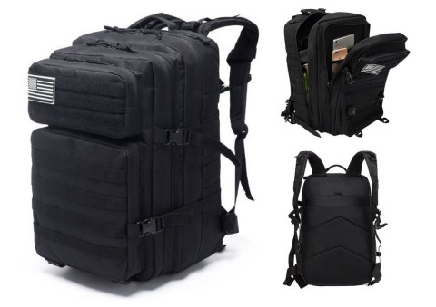 Plecak Militarny Wojskowy Taktyczny Czarny 40-60L Plecak Militarny Wojskowy Taktyczny Czarny 40-60L