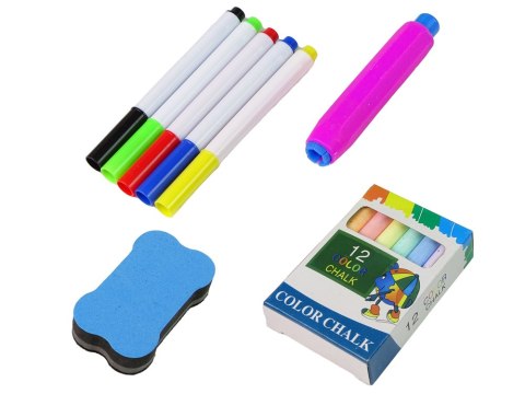 Tablica Edukacyjna 2 w 1 Niebieska Kredy Pisaki Tablica Edukacyjna 2 w 1 Niebieska Kredy Pisaki