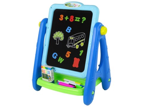 Tablica Edukacyjna 2 w 1 Niebieska Kredy Pisaki Tablica Edukacyjna 2 w 1 Niebieska Kredy Pisaki