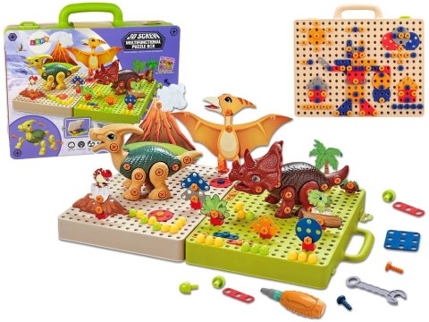 Zestaw Plansza Klocki DIY Dinozaury Śrubokręt Zestaw Plansza Klocki DIY Dinozaury Śrubokręt