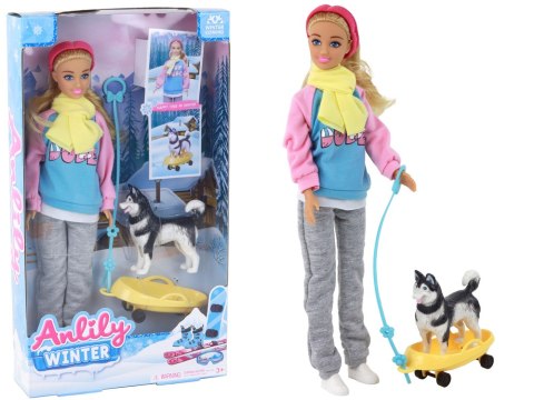 Lalka Anlily z Pieskiem Husky Sanki Zimowa Odsłona Lalka Anlily z Pieskiem Husky Sanki Zimowa Odsłona