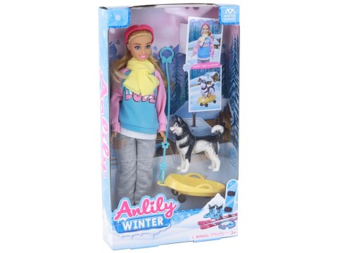 Lalka Anlily z Pieskiem Husky Sanki Zimowa Odsłona Lalka Anlily z Pieskiem Husky Sanki Zimowa Odsłona