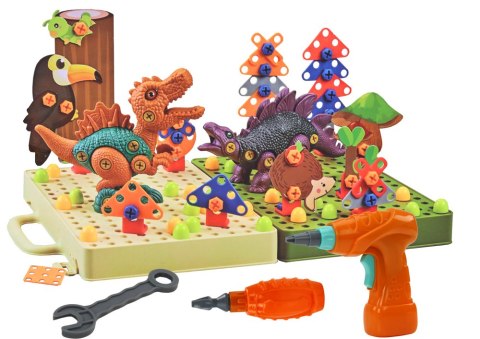Klocki Puzzle Konstrukcyjne 3D DIY Dinozaury Rozkręcanie Wiertarka Klocki Puzzle Konstrukcyjne 3D DIY Dinozaury Rozkręcanie Wiertarka