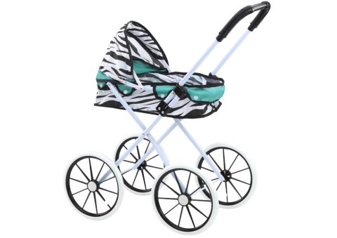 Wózek Dla Lalek Duże Koła Składany Zebra Turkus Wózek Dla Lalek Duże Koła Składany Zebra Turkus