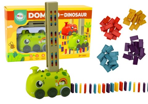 Autko Zielony Dinozaur na Baterie Układające Kolorowe Domino 4 Kolory Klocków Autko Zielony Dinozaur na Baterie Układające Kolorowe Domino 4 Kolory Klocków