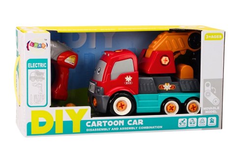 Ciężarówka Z Hakiem Kreskówkowa Do Skręcania DIY Pomarańczowy Dźwig Ciężarówka Z Hakiem Kreskówkowa Do Skręcania DIY Pomarańczowy Dźwig