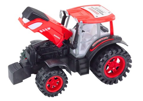 Duży Traktor Rolniczy Z Przyczepą I Balami Siana Napęd Czerwony Duży Traktor Rolniczy Z Przyczepą I Balami Siana Napęd Czerwony