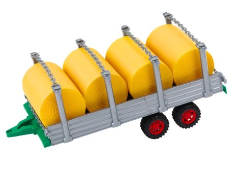 Duży Traktor Rolniczy Z Przyczepą I Balami Siana Napęd Czerwony Duży Traktor Rolniczy Z Przyczepą I Balami Siana Napęd Czerwony