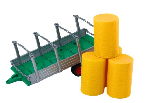 Duży Traktor Rolniczy Z Przyczepą I Balami Siana Napęd Czerwony Duży Traktor Rolniczy Z Przyczepą I Balami Siana Napęd Czerwony