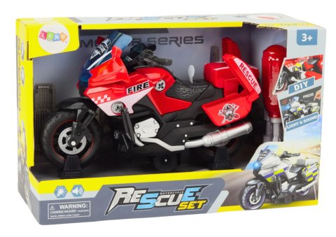 Motocykl Do Skręcania Ratunkowy DIY Światła Dźwięki Czerwony Motocykl Do Skręcania Ratunkowy DIY Światła Dźwięki Czerwony