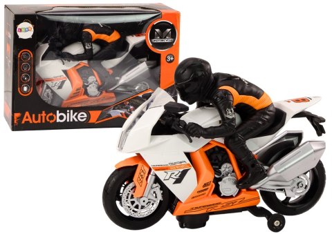 Motor Z Motocyklistą Światła Dźwięki Czujnik Przeszkód Biały Motor Z Motocyklistą Światła Dźwięki Czujnik Przeszkód Biały