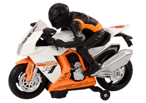Motor Z Motocyklistą Światła Dźwięki Czujnik Przeszkód Biały Motor Z Motocyklistą Światła Dźwięki Czujnik Przeszkód Biały