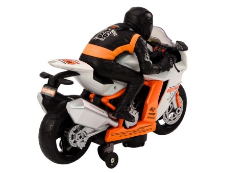 Motor Z Motocyklistą Światła Dźwięki Czujnik Przeszkód Biały Motor Z Motocyklistą Światła Dźwięki Czujnik Przeszkód Biały