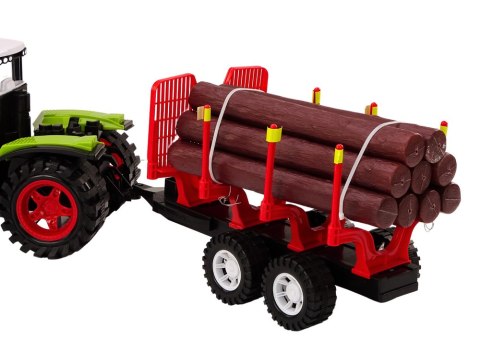 Traktor Farmerski Z Przyczepą Na Drewno 9 Bali Drzewa Napęd Zielony Traktor Farmerski Z Przyczepą Na Drewno 9 Bali Drzewa Napęd Zielony