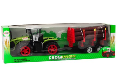 Traktor Farmerski Z Przyczepą Na Drewno 9 Bali Drzewa Napęd Zielony Traktor Farmerski Z Przyczepą Na Drewno 9 Bali Drzewa Napęd Zielony
