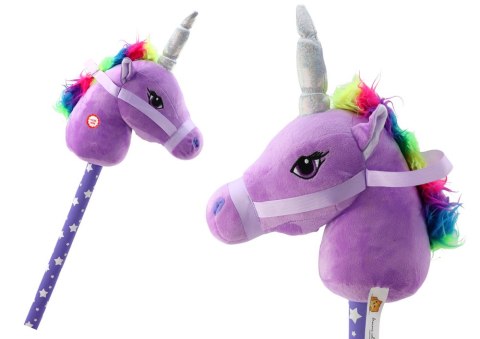 Pluszowa Głowa Jednorożca Na Kiju Hobby Horse Jednorożec Fioletowy Dźwięki Pluszowa Głowa Jednorożca Na Kiju Hobby Horse Jednorożec Fioletowy Dźwięki