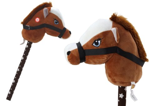 Pluszowa Głowa Konia Na Kiju Hobby Horse Koń Krótkowłosy Ciemnobrązowy Dźwięki Pluszowa Głowa Konia Na Kiju Hobby Horse Koń Krótkowłosy Ciemnobrązowy Dźwięki
