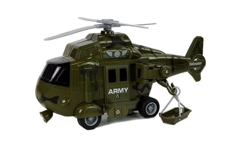 Auto LawetaTransporter Helikopter Wojskowy Dźwięk Światła 1:16 Auto LawetaTransporter Helikopter Wojskowy Dźwięk Światła 1:16