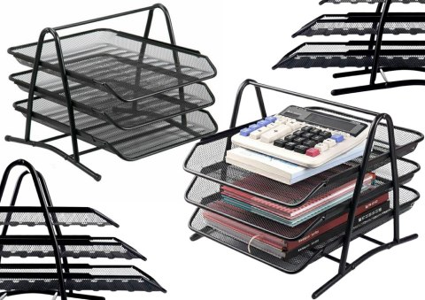 Organizer 3 Szufladki Wysuwane Metalowy Czarny Organizer 3 Szufladki Wysuwane Metalowy Czarny