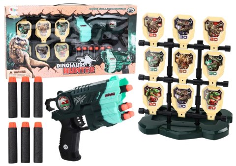 Zestaw Pistolet Z Tarczą Strzałki Piankowe Dinozaury Zielony Zestaw Pistolet Z Tarczą Strzałki Piankowe Dinozaury Zielony
