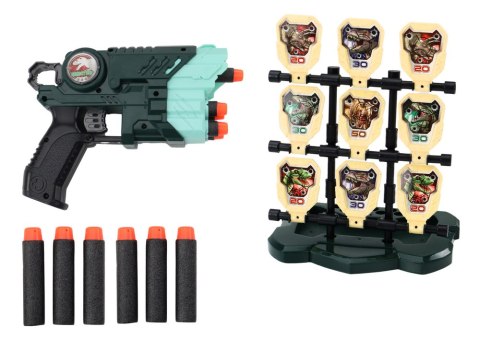Zestaw Pistolet Z Tarczą Strzałki Piankowe Dinozaury Zielony Zestaw Pistolet Z Tarczą Strzałki Piankowe Dinozaury Zielony