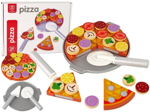 Zestaw Pizza Drewniana Układanka Rzepy Akcesoria Zestaw Pizza Drewniana Układanka Rzepy Akcesoria
