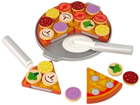 Zestaw Pizza Drewniana Układanka Rzepy Akcesoria Zestaw Pizza Drewniana Układanka Rzepy Akcesoria