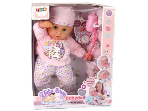Lalka Bobas w Ubranku i Czapeczce Smoczek Butelka do Karmienia Lalka Bobas w Ubranku i Czapeczce Smoczek Butelka do Karmienia