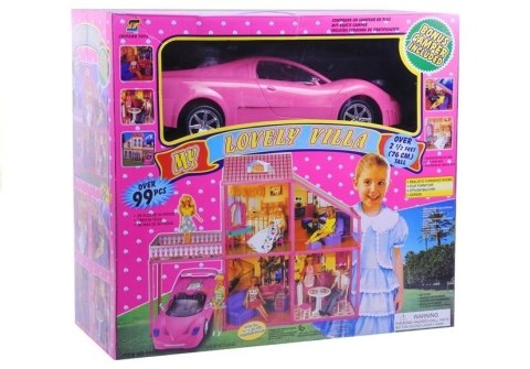 Rozkładana Willa Dla Lalek 76cm + Auto + Akcesoria Rozkładana Willa Dla Lalek 76cm + Auto + Akcesoria