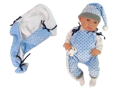 Lalka Bobas 46 cm Niebieska Smoczek Kocyk Gwiazdka Lalka Bobas 46 cm Niebieska Smoczek Kocyk Gwiazdka