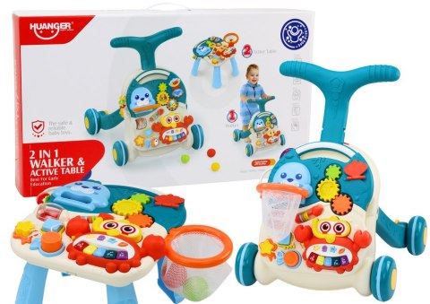 Chodzik Pchacz Edukacyjny Stolik 2w1 Panel Interaktywny Niebieski Chodzik Pchacz Edukacyjny Stolik 2w1 Panel Interaktywny Niebieski