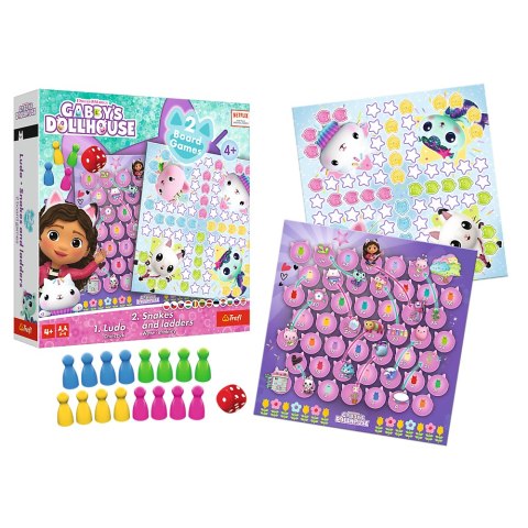 Gra 2w1 Chińczyk - Węże i drabiny Gabbys Dollhouse 2590