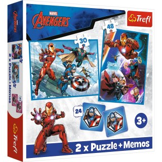 Puzzle - 2w1 + memos - Bohaterowie w akcji / Disney Marvel The Avengers Trefl 93333