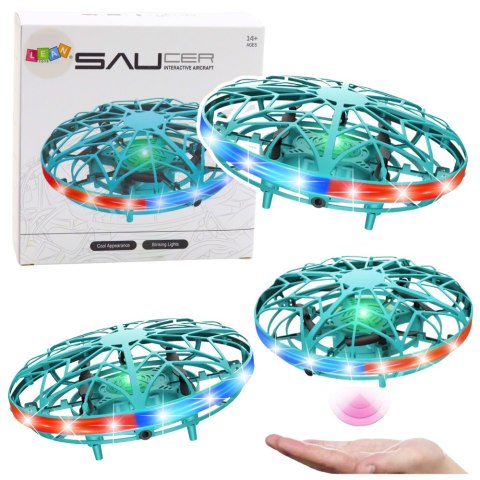 Dron UFO Sterowany Ręką RC Światła LED Turkusowy Dron UFO Sterowany Ręką RC Światła LED Turkusowy