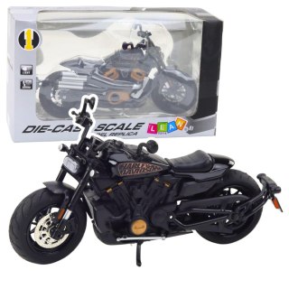 Motocykl Chopper Metalowy Światła Dźwięki Czarny Złote Elementy 1:12