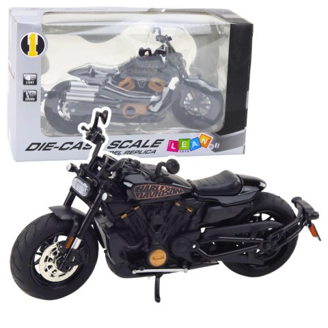 Motocykl Chopper Metalowy Światła Dźwięki Czarny Złote Elementy 1:12 Motocykl Chopper Metalowy Światła Dźwięki Czarny Złote Elementy 1:12