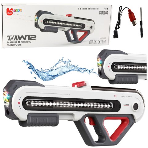 Duży Pistolet Karabin W12 Elektryczny Na Wodę LED Biały 60cm Duży Pistolet Karabin W12 Elektryczny Na Wodę LED Biały 60cm