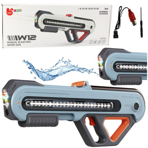 Duży Pistolet Karabin W12 Elektryczny Na Wodę LED Szary 60cm Duży Pistolet Karabin W12 Elektryczny Na Wodę LED Szary 60cm