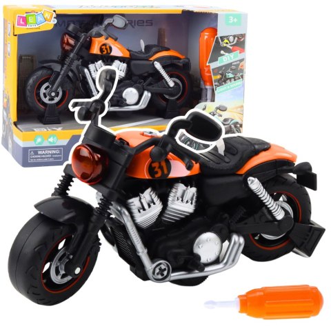 Motocykl Do Skręcania Rozkręcania DIY Światła Dźwięki Pomarańczowy Motocykl Do Skręcania Rozkręcania DIY Światła Dźwięki Pomarańczowy