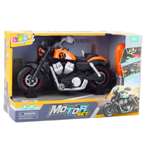 Motocykl Do Skręcania Rozkręcania DIY Światła Dźwięki Pomarańczowy Motocykl Do Skręcania Rozkręcania DIY Światła Dźwięki Pomarańczowy