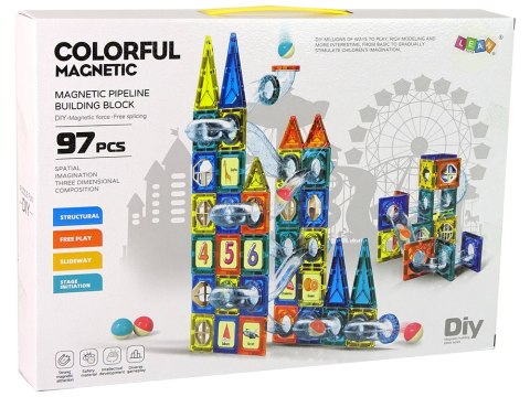 Klocki Magnetyczne Zamek Tor Dla Kulek 97 Elementów Klocki Magnetyczne Zamek Tor Dla Kulek 97 Elementów
