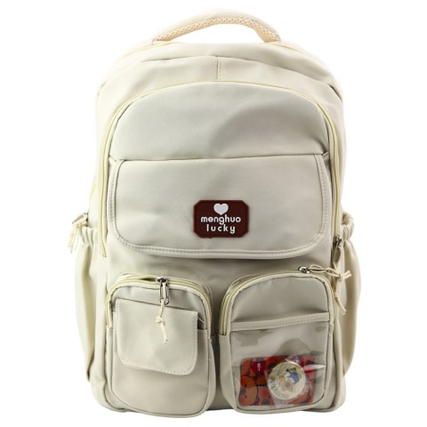Plecak Miejski Szkolny Kapibara Brelok Przypinki Beżowy Kremowy 25L 42cm Plecak Miejski Szkolny Kapibara Brelok Przypinki Beżowy Kremowy 25L 42cm