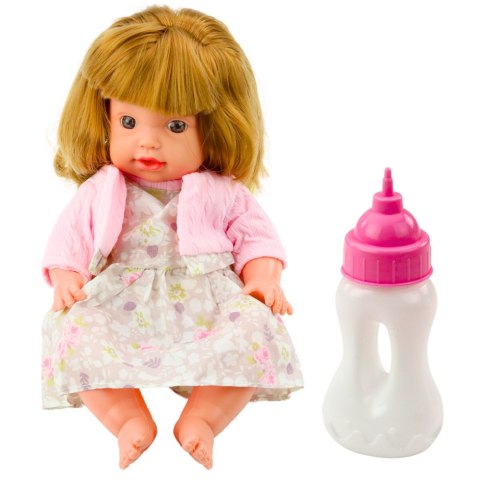 Lalka Bobas Z Butelką Do Karmienia Sukienka Pudrowy Róż Dźwięki 30cm Lalka Bobas Z Butelką Do Karmienia Sukienka Pudrowy Róż Dźwięki 30cm