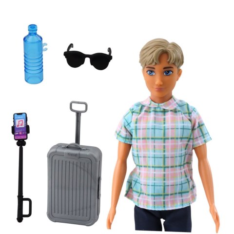 Lalka Anlily Chłopak Akcesoria Walizka Selfie Stick Okulary Butelka Lalka Anlily Chłopak Akcesoria Walizka Selfie Stick Okulary Butelka