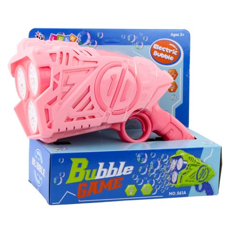 Pistolet Na Bańki Mydlane Na Baterie Światła LED Różowy