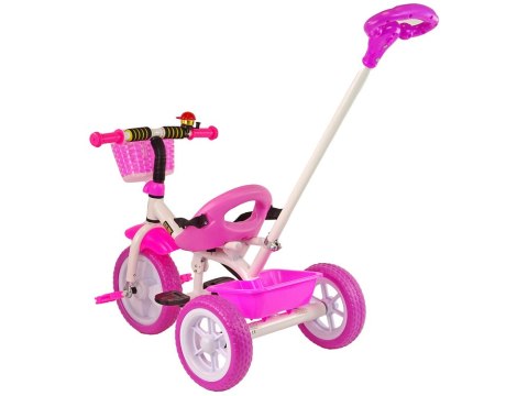 Rower Trójkołowy PRO100 Różowy Koszyk Koła EVA Rower Trójkołowy PRO100 Różowy Koszyk Koła EVA